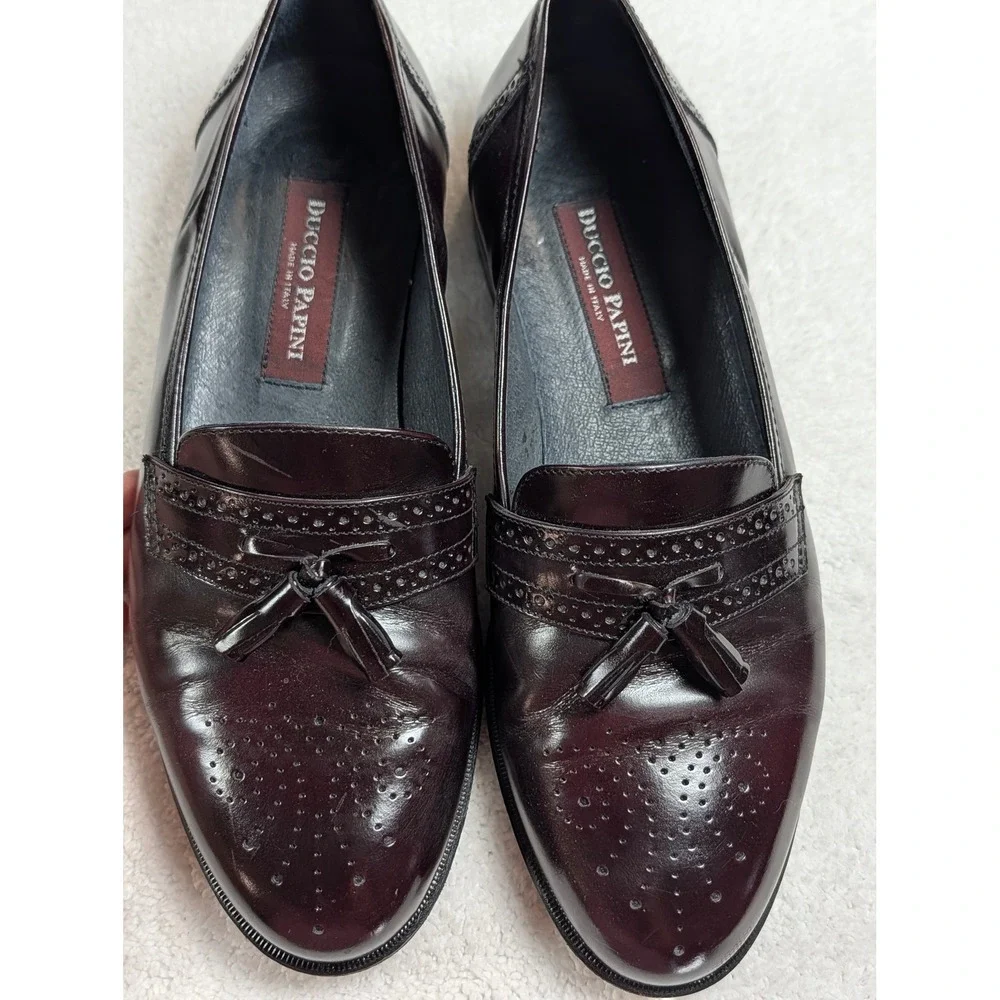 Duccio Papini Italy Burgundy Leather Tassel Brogue Loafers Mens Size 9 363